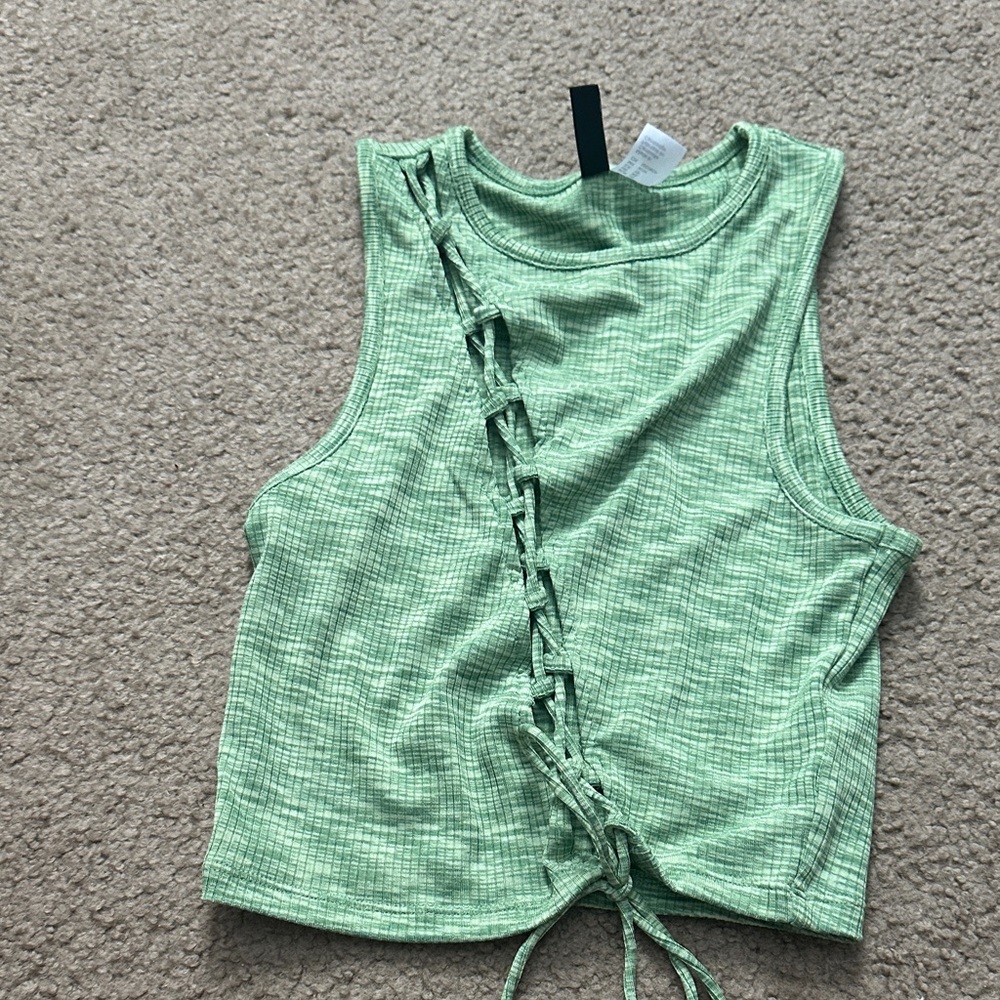 H&M Green Lace-Up Tank Top